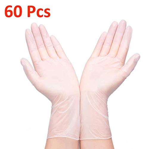 Lot de 60 gants de sécurité jetables en PVC de haute qualité sans poudre pour examen, aliments