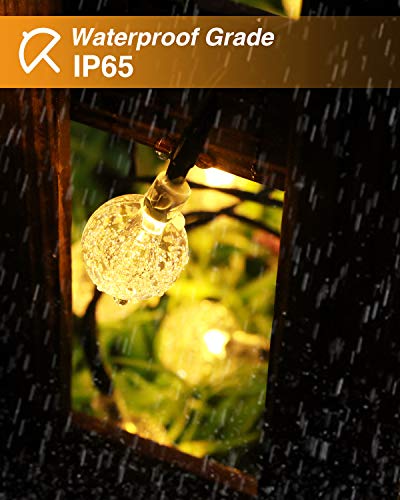 2 Pack Guirlande Solaire Exterieur, Kolpop 3M 30 Led Guirlandes Lumineuses Boules Cristal 8 Modes Etanche lampe solaire exterieu Décorative pour Jardin, Clôture, Mariage, Terrasse, Noël, Blanc Chaud – Image 6