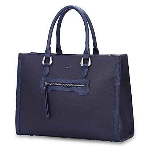 David Jones - Grand Sac à Main Femme - Cabas Fourre-Tout Cuir PU Rigide - Sac Elégant Ville Travail Poches Multiples - Shopper Porté Epaule Bandoulière Grande Capacité A4 - Mode Chic