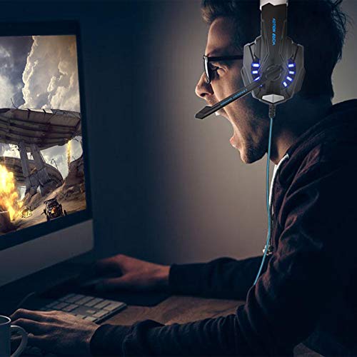 Micro Casque Gaming PS4, Casque Gamer Stéréo Lumière Stéréo Bass Anti-Bruit LED lumière avec 3.5mm Jack Compatible PS4/ Xbox One/PC/Mac/Nintendo – Image 8