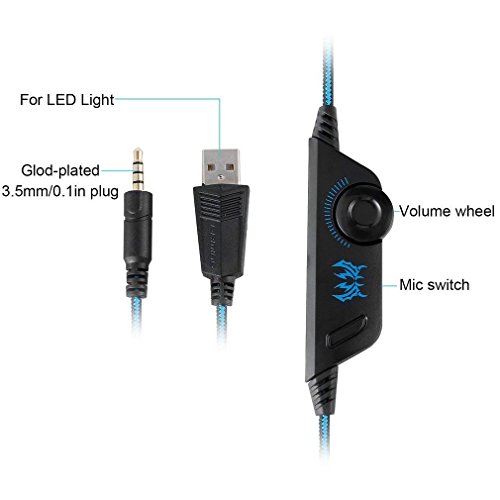 Micro Casque Gaming PS4, Casque Gamer Stéréo Lumière Stéréo Bass Anti-Bruit LED lumière avec 3.5mm Jack Compatible PS4/ Xbox One/PC/Mac/Nintendo – Image 4