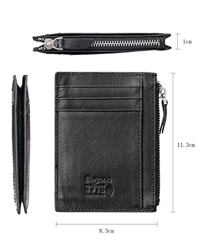 flintronic Portefeuille en Cuir, Noir Etui RFID Blocage Porte Carte de Crédit, Zip Porte-Monnaie, Coffret Cadeau – Image 5