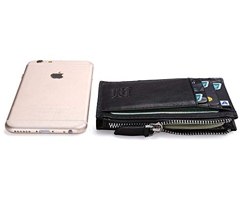 flintronic Portefeuille en Cuir, Noir Etui RFID Blocage Porte Carte de Crédit, Zip Porte-Monnaie, Coffret Cadeau – Image 2