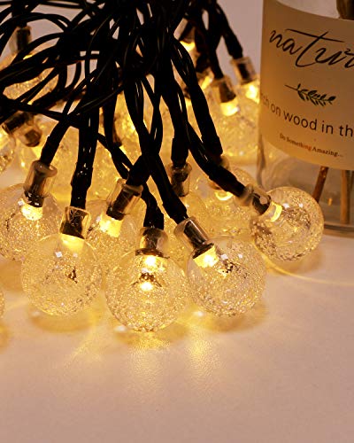 2 Pack Guirlande Solaire Exterieur, Kolpop 3M 30 Led Guirlandes Lumineuses Boules Cristal 8 Modes Etanche lampe solaire exterieu Décorative pour Jardin, Clôture, Mariage, Terrasse, Noël, Blanc Chaud – Image 4
