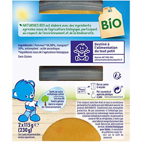 Nestle Naturnes Bio Compotes Bebe Pomme Mangue Des 4 6 Mois 2x115g Uii