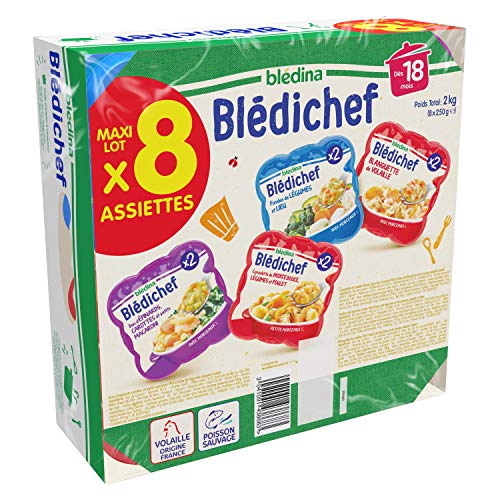 Neuf lot de 8 bledichef bledina des 12 mois (4 recettes differentes) -  Blédina