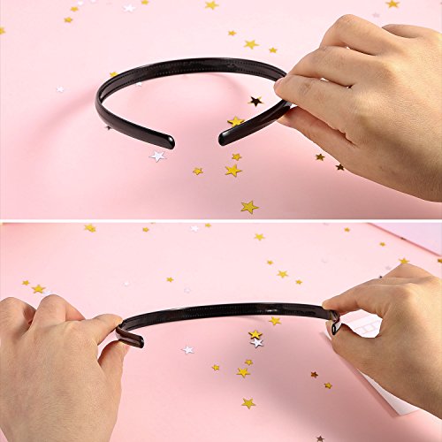 40 Pièces 10 mm Bandeau de Cheveux en Plastique Noir Plaine avec des Dents en Plastique Bricolage Cheveux Accessoires Bandeaux – Image 6