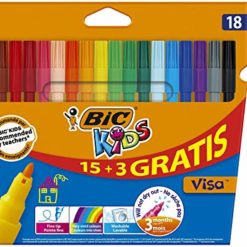 BIC Kids Visa Feutres De Coloriage à Pointe Fine Couleurs Assorties Etui Carton