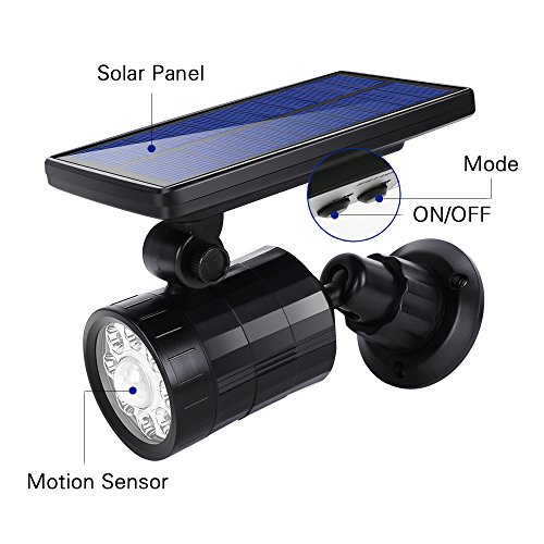 Lampe Solaire Extérieur Ultra Puissante Détecteur de Mouvement 4 Modes, Spot Solaire 8 LED Etanche IP65 Eclairage Exterieur Sans Fil 360° Reglable Lumière Solaire Sécurité pour Jardin, Garage – Image 7