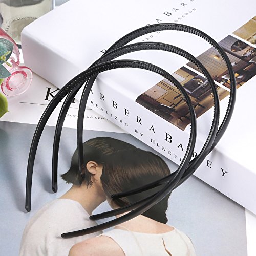 40 Pièces 10 mm Bandeau de Cheveux en Plastique Noir Plaine avec des Dents en Plastique Bricolage Cheveux Accessoires Bandeaux – Image 4