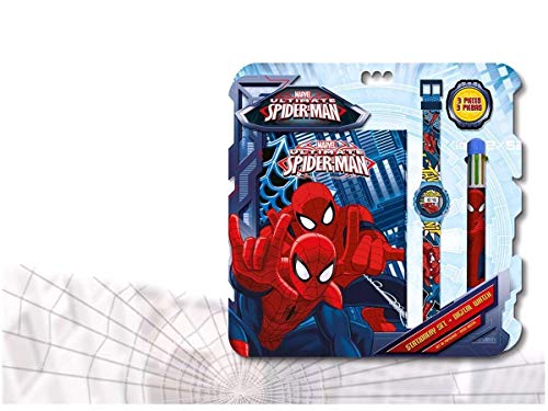 Disney- Spiderman Set Montre Digital Stylo 6C MV92382 Bloc-Notes 