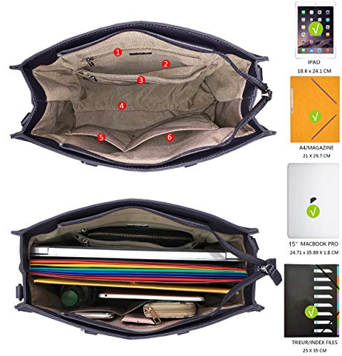 David Jones - Grand Sac à Main Femme - Cabas Fourre-Tout Cuir PU Rigide - Sac Elégant Ville Travail Poches Multiples - Shopper Porté Epaule Bandoulière Grande Capacité A4 - Mode Chic – Image 2