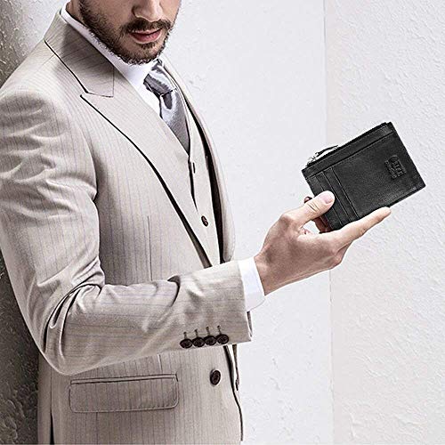 flintronic Portefeuille en Cuir, Noir Etui RFID Blocage Porte Carte de Crédit, Zip Porte-Monnaie, Coffret Cadeau – Image 7