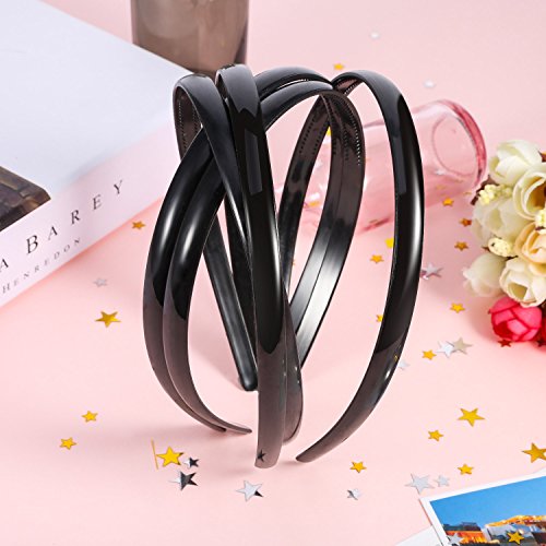 40 Pièces 10 mm Bandeau de Cheveux en Plastique Noir Plaine avec des Dents en Plastique Bricolage Cheveux Accessoires Bandeaux – Image 7