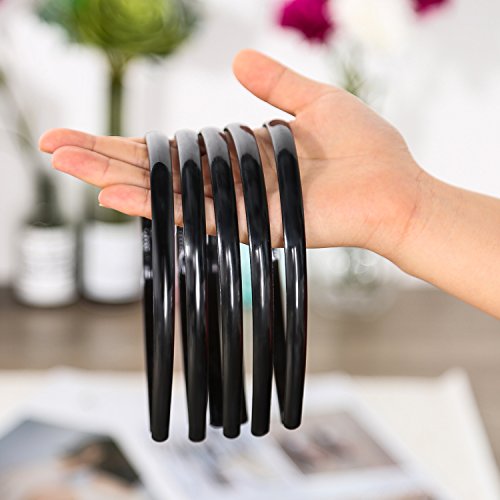 40 Pièces 10 mm Bandeau de Cheveux en Plastique Noir Plaine avec des Dents en Plastique Bricolage Cheveux Accessoires Bandeaux – Image 5