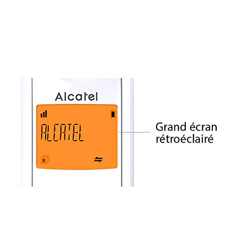 Alcatel F530 Duo - Téléphone sans fil DECT design aux coloris contemporains, Mains libres de qualité, Grand écran rétroéclairé ultra lisible, Sonneries VIP, 10 mélodies d'appel - Blanc/Gris – Image 4