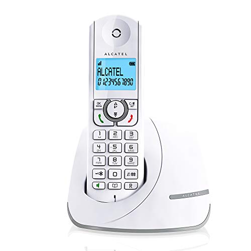 Alcatel F390- Téléphone sans fil ultra efficace au design coloré, Pure Sound, Mains libres, Grand écran rétroéclairé, Grand répertoire, Sonnerie VIP - Blanc/Gris – Image 5