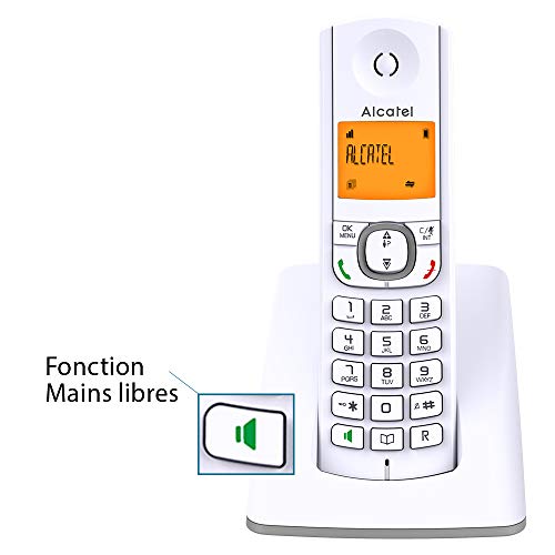 Alcatel F530 Duo - Téléphone sans fil DECT design aux coloris contemporains, Mains libres de qualité, Grand écran rétroéclairé ultra lisible, Sonneries VIP, 10 mélodies d'appel - Blanc/Gris – Image 3
