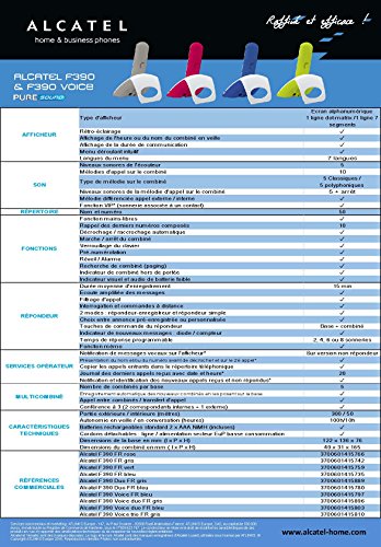 Alcatel F390- Téléphone sans fil ultra efficace au design coloré, Pure Sound, Mains libres, Grand écran rétroéclairé, Grand répertoire, Sonnerie VIP - Blanc/Gris – Image 6