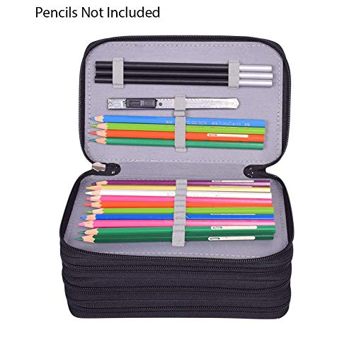 Violet ToWinle Trousse à Crayons Couleur Sac de Crayon Carré Multicouche Lavable Grande Capacité 72 Rangements pour Dessinateur Professionnelle ou Amateur 