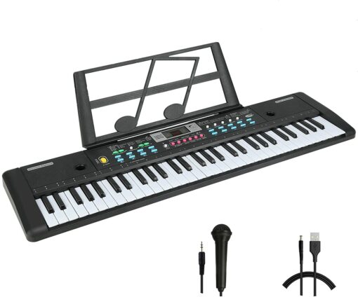 WOSTOO Clavier de Piano 61, Clavier de Piano Portable Avec Pupitre, Microphone, Clavier électronique de Piano Numérique de Musique d'alimentation Pour Enfants/Adulte – Image 4