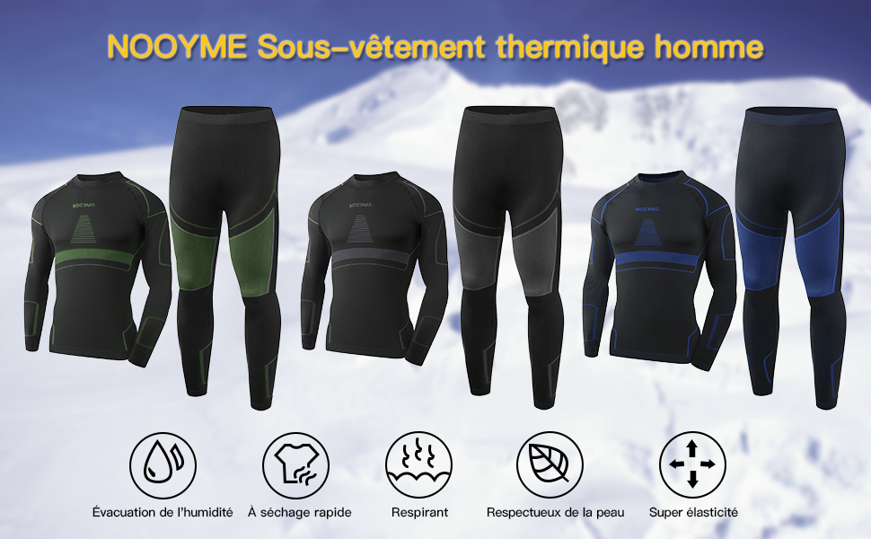 NOOYME sous vetement thermique homme