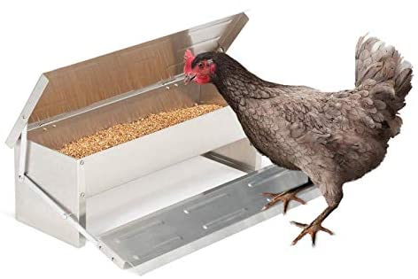 IDMarket - Mangeoire XL pour Poules Distributeur Automatique à pédale en Acier 5 kg