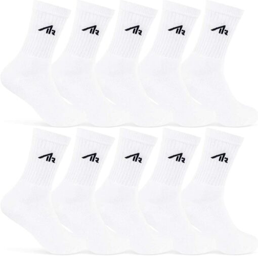 sockenkauf24 i1R Lot de 10 paires de chaussettes de sport en coton noir ou blanc