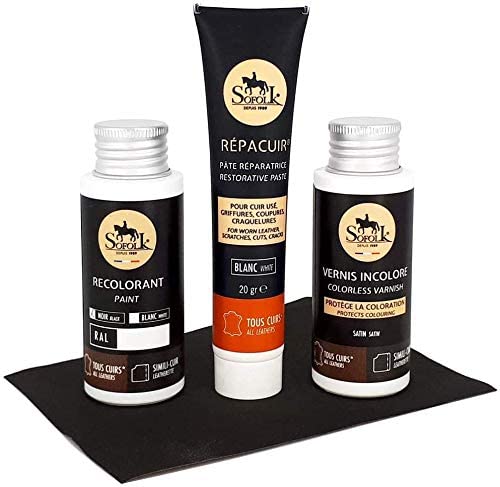 SOFOLK DEPUIS 1989 Kit Rénovation Cuir 21 Couleurs : Réparation + Peinture Cuir + Vernis pour Volant ou retouche de siège Aut – Image 16