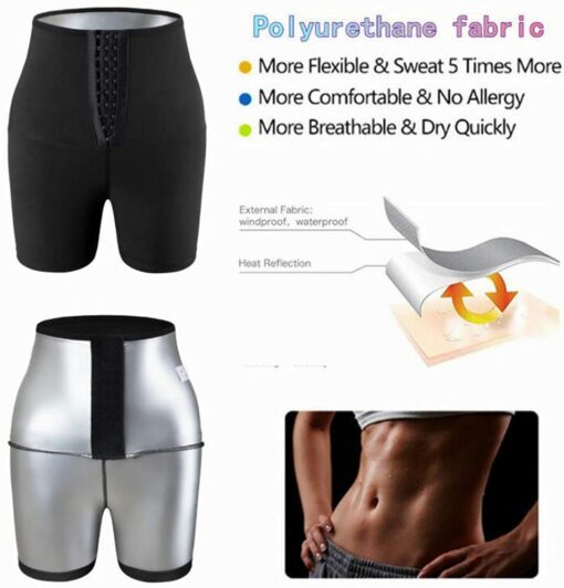 Pantalon de Sudation Femmes, Legging de Sport à Taille Haute Noir Shorts pour Accélérer Transpiration, Lifting des fesses, Ob – Image 4