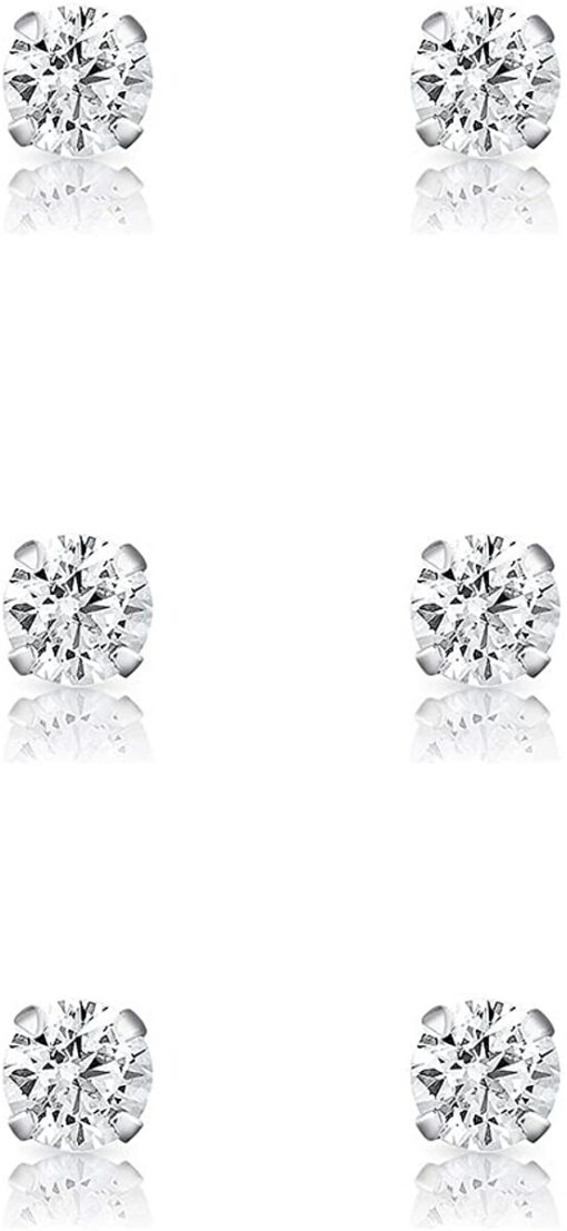 DTPsilver - 3 PAIRES de MINI ou/et Petits Clous/Puces d'oreilles en Argent Fin 925 et Oxyde de Zirconium Ronds - Diamètre: 2, 3 – Image 22