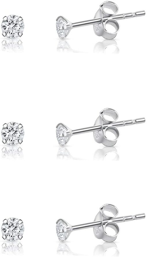 DTPsilver - 3 PAIRES de MINI ou/et Petits Clous/Puces d'oreilles en Argent Fin 925 et Oxyde de Zirconium Ronds - Diamètre: 2, 3 – Image 20