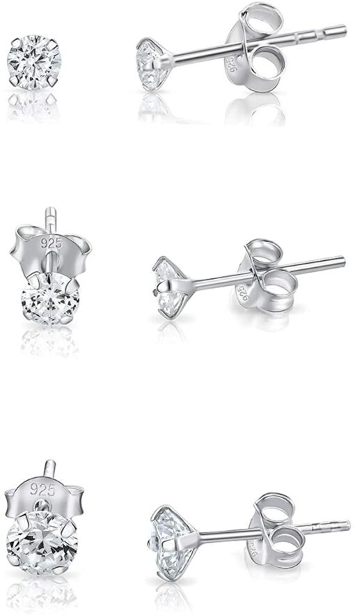 DTPsilver - 3 PAIRES de MINI ou/et Petits Clous/Puces d'oreilles en Argent Fin 925 et Oxyde de Zirconium Ronds - Diamètre: 2, 3 – Image 10