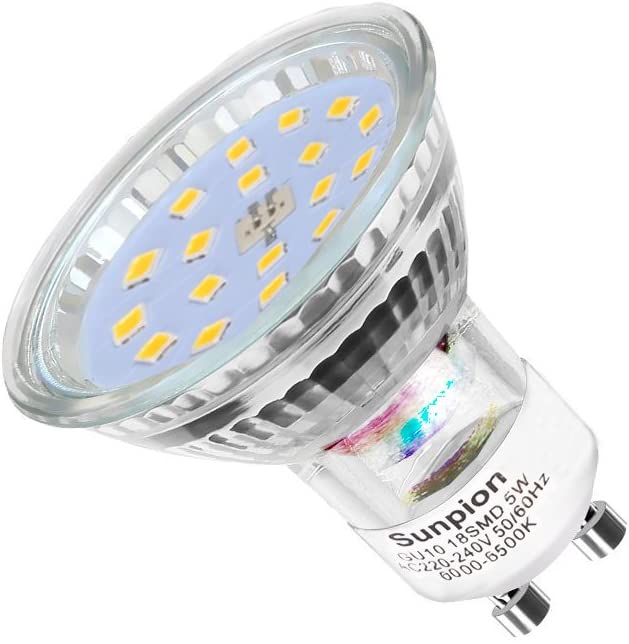 Ampoules LED GU10, 5W équivalent 60W, 600lm, Blanc Froid 6000K, 120° Larges Faisceaux, Ampoules LED Spot, Lot de 10