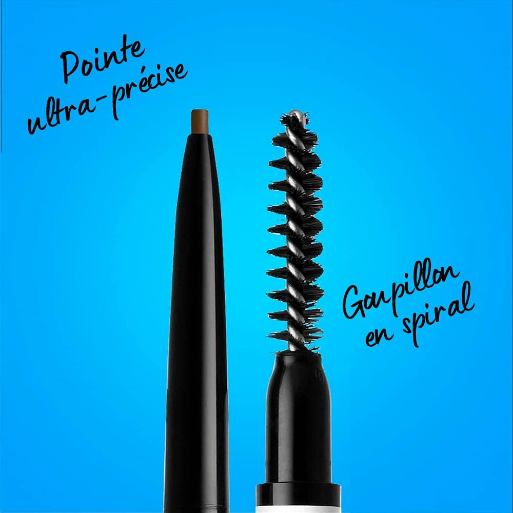 NYX Professional Makeup Crayon à Sourcils Ultra-Fin Double-Embout avec Mine Rétractable et Goupillon, Teinte : Ash Brown – Image 2