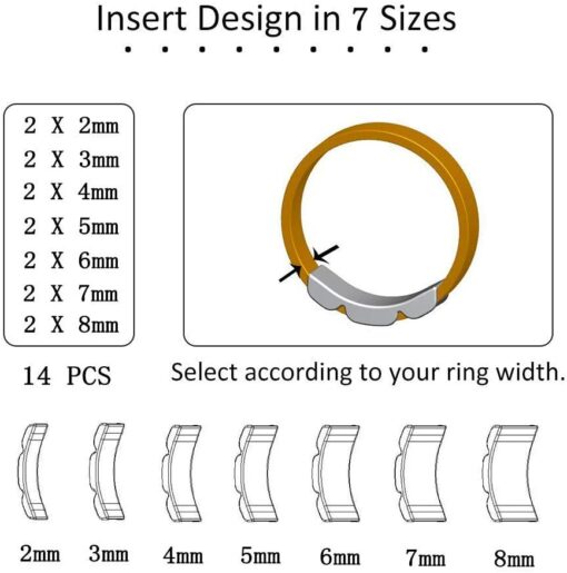 Eiito Taille de la Bague de réglage Invisible (Blanc 14 pièces), Réducteur Guard pour Vrac Anneaux Baguier Crafty Bijoux Lot – Image 3