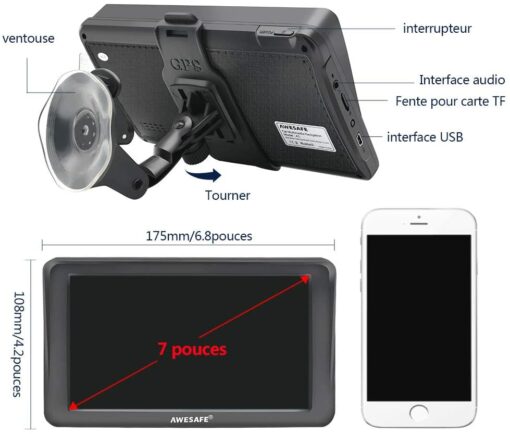 GPS Poids Lourds 7 Pouces Europe 52 Carte Système de Navigation Automatique à Ecran Tactile Utilisation dans Poids Lourds et V – Image 2