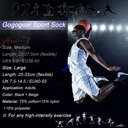 Gogogoal Chaussette de sport antidérapante pour hommes femmes, epaisse respirant athlétisme Chaussettes pour football basketba – Image 43