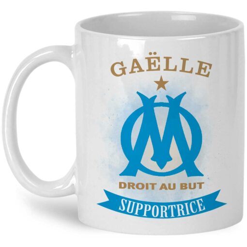 Mug foot OM personnalisé prénom - Tasse olympique de Marseille - Fan de l'OM - Supporter - Supportrice