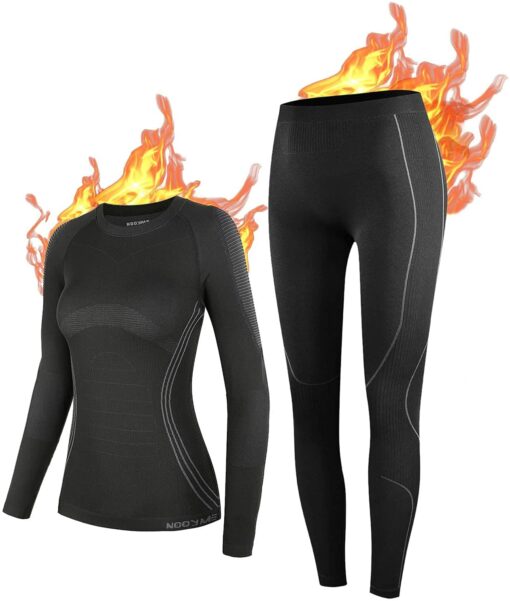 NOOYME sous Vetement Thermique Femme Fonctionnel Ensemble Ski Femme Antibactériens sous Vetement Chaud Femme Flexible Respirant – Image 11