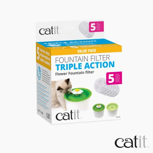 Catit Pack de 5 Filtres à Triple Action pour abreuvoir pour chat – Image 4