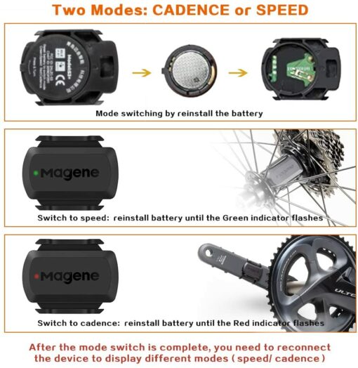 Magene S3+ Capteur de Vitesse et de Cadence de vélo, capteur de Vitesse Ant + et Buletooth 4.0 Wireless Bicycle RPM – Image 4