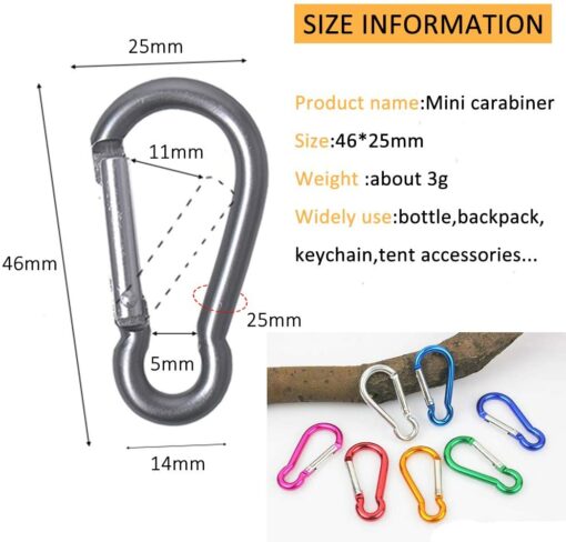 OMUKY D-Anneau Mousqueton Boucle Multifonctionnel De Plein Air des Sports Mousqueton Clip Carabiner Aluminium – Image 14