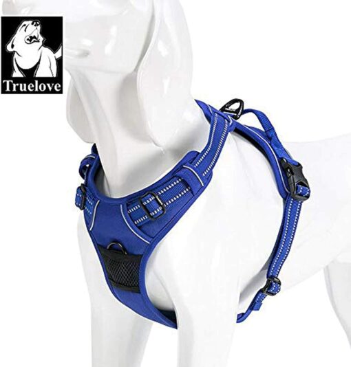 TRUE LOVE Réfléchissant Harnais De Chien Réglable Décourager Tirer Pet Gilet Durable en Nylon De Voiture TLH5651 (Bleu, XS) – Image 32