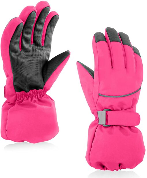 Gants Hiver Enfant Gant Ski pour Garçons Gants Chauds pour Filles avec Doublure en Polaire Mitaines Ski de Protection Imperméa