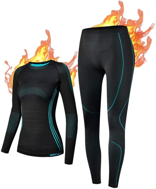 NOOYME sous Vetement Thermique Femme Fonctionnel Ensemble Ski Femme Antibactériens sous Vetement Chaud Femme Flexible Respirant – Image 7