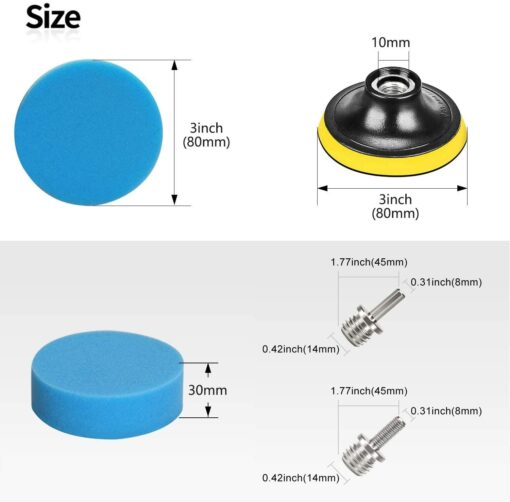 SPTA 33Pcs Éponge De Polissage Auto Polisseuse Voiture Kit avec M14 Drill Kit d'Adaptateur + Disque de polissage + Brosse De Ne – Image 2