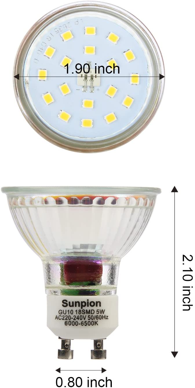 Ampoules LED GU10, 5W équivalent 60W, 600lm, Blanc Froid 6000K, 120° Larges Faisceaux, Ampoules LED Spot, Lot de 10 – Image 3