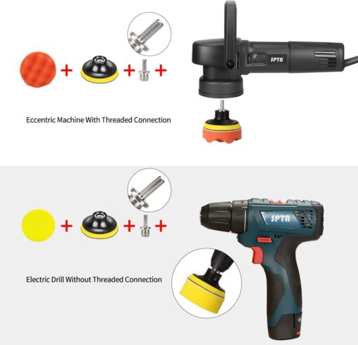 SPTA 33Pcs Éponge De Polissage Auto Polisseuse Voiture Kit avec M14 Drill Kit d'Adaptateur + Disque de polissage + Brosse De Ne – Image 4