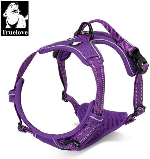 TRUE LOVE Réfléchissant Harnais De Chien Réglable Décourager Tirer Pet Gilet Durable en Nylon De Voiture TLH5651 (Bleu, XS) – Image 7